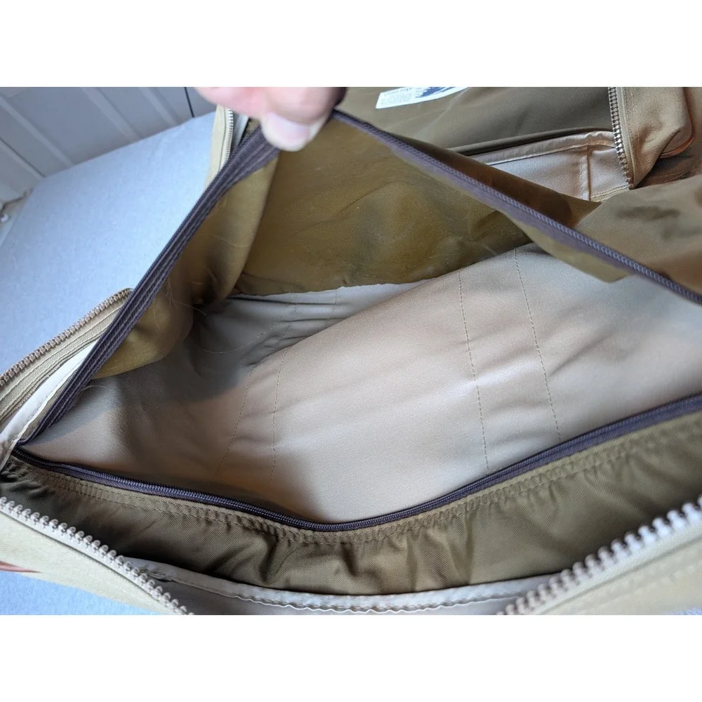 Vintage Lands' End Canvas Leather Trim Garment Bag Suiter Carry On Khaki Tan USA